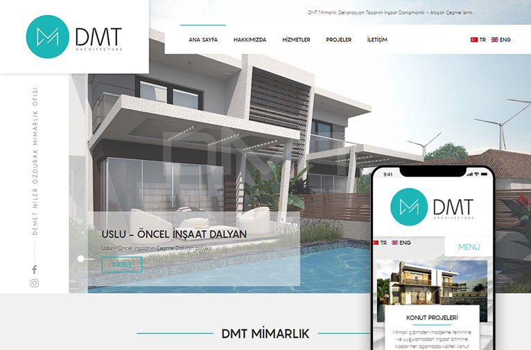 DMT Mimarlık - Alaçatı Çeşme - Responsive Web tasarım & Logo