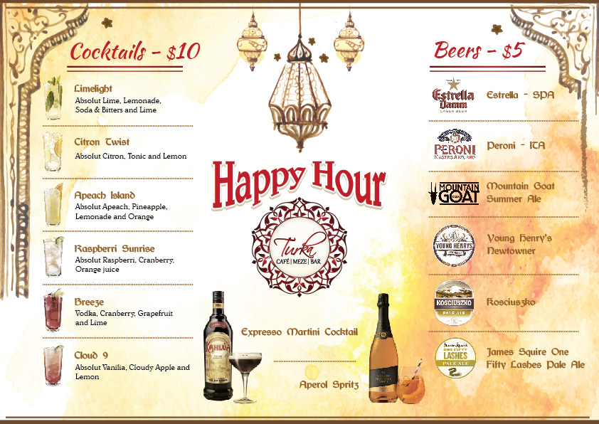 Turka Restoran Cafe Happy Hour Menü Tasarımı