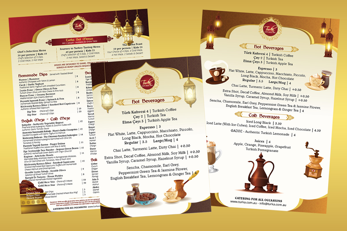 Turka Restoran Cafe Menü Tasarımı