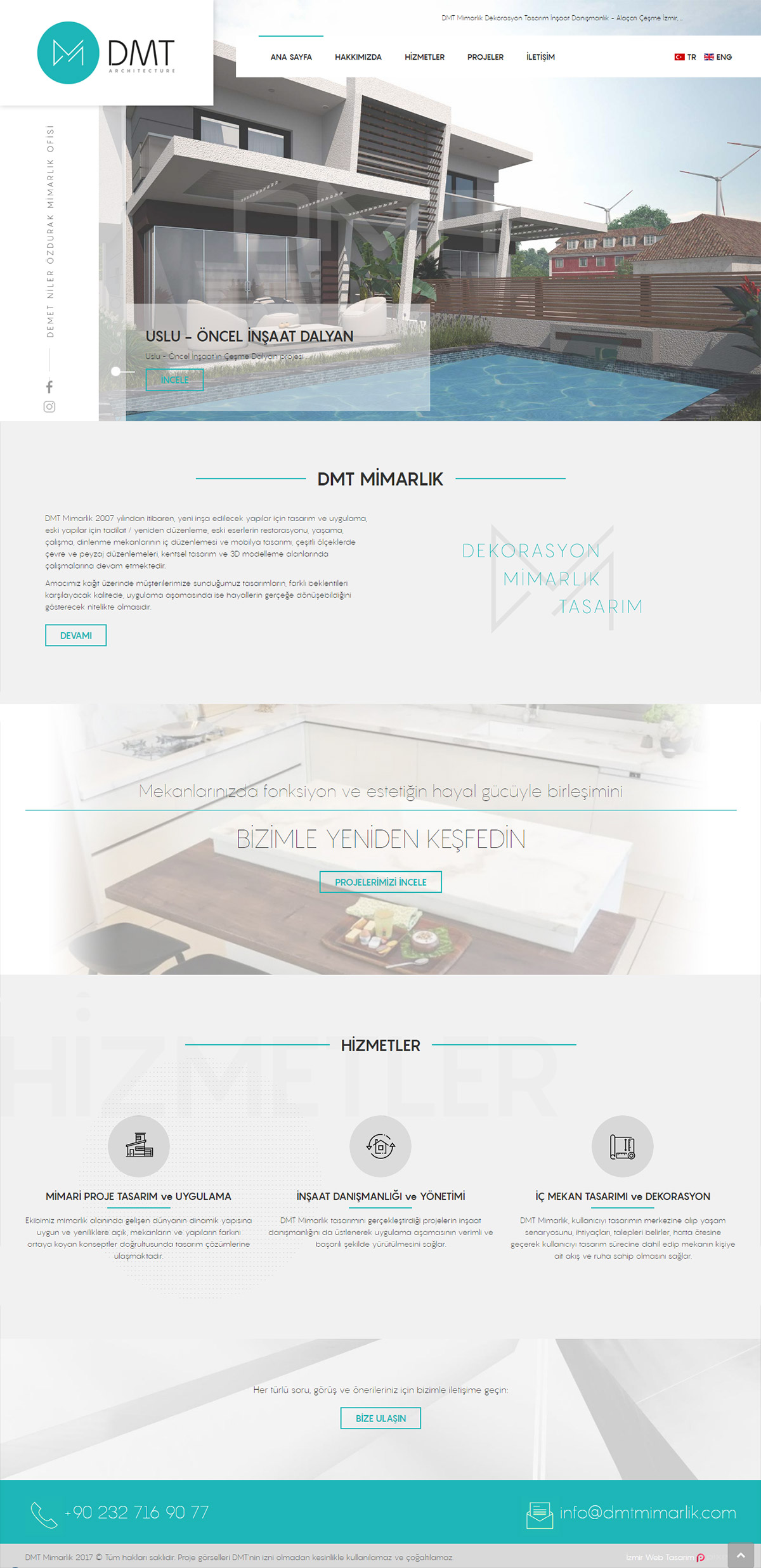 DMT Mimarlık - Alaçatı Çeşme - Responsive Web Sitesi & Logo