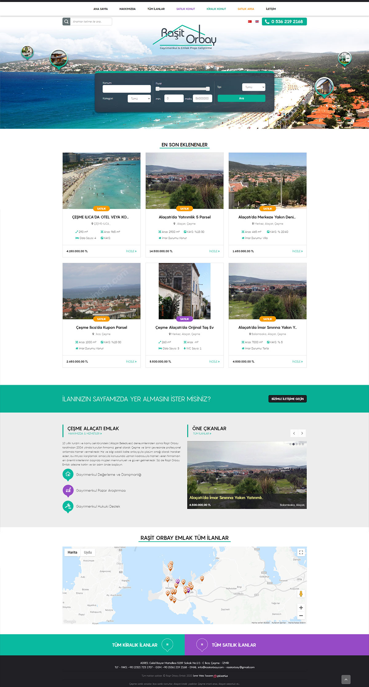 Raşit Orbay Emlak - Çeşme İzmir - Responsive Web Sitesi ve Logo